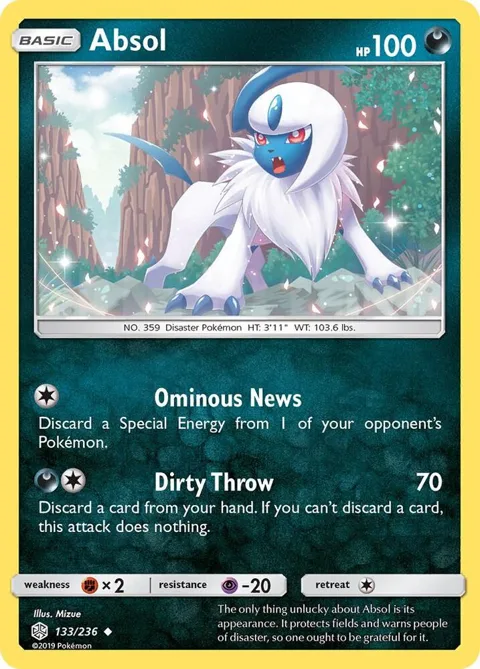Absol #133/236 Pokémon card from SM - Cosmic Eclipse