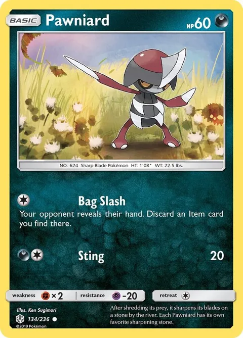 Pawniard #134/236 Pokémon card from SM - Cosmic Eclipse
