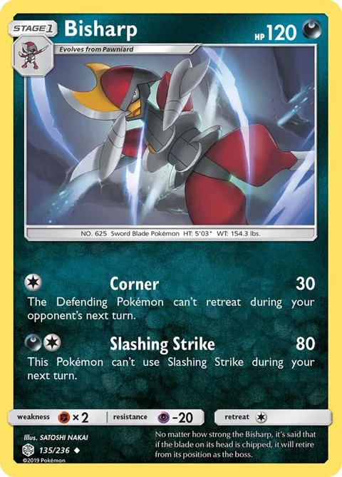 Bisharp #135/236 Reverse Holofoil Pokémon card from SM - Cosmic Eclipse