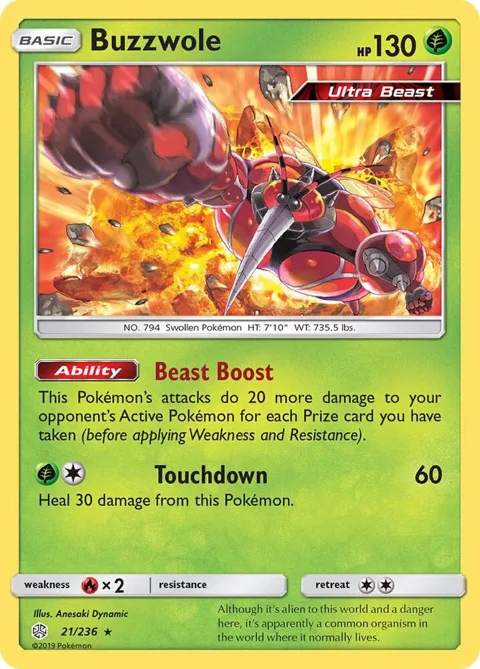 Buzzwole #21/236 Reverse Holofoil Pokémon card from SM - Cosmic Eclipse