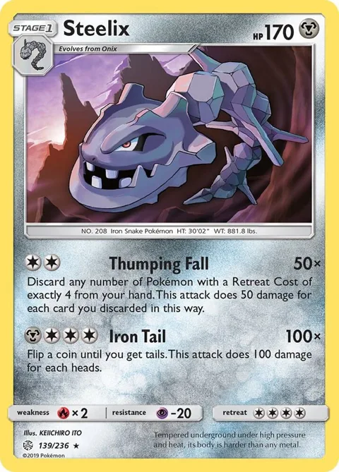 Steelix #139/236 Reverse Holofoil Pokémon card from SM - Cosmic Eclipse
