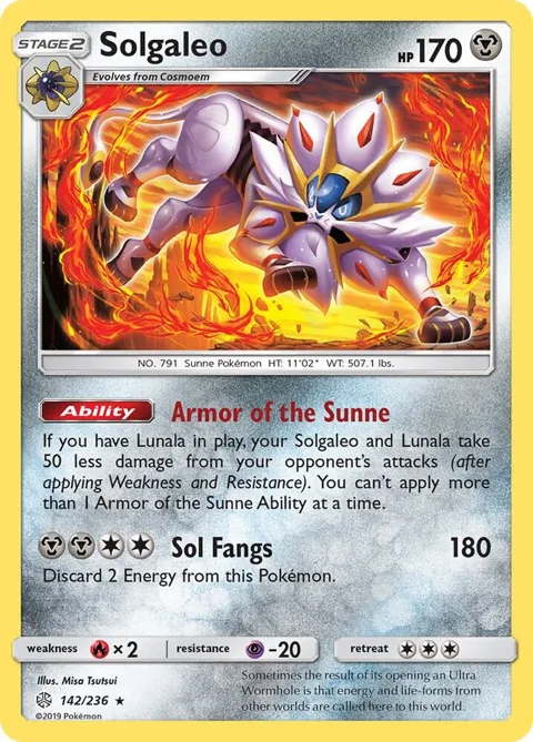 Solgaleo #142/236 Reverse Holofoil Pokémon card from SM - Cosmic Eclipse