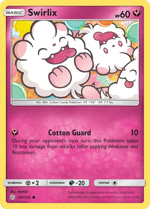 Swirlix #153/236 Reverse Holofoil Pokémon card from SM - Cosmic Eclipse