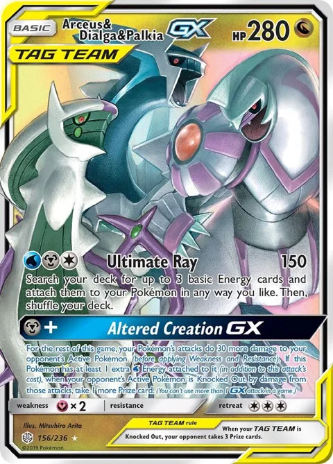 Arceus & Dialga & Palkia GX #156/236 Holofoil Pokémon card from SM - Cosmic Eclipse