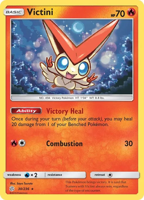 Victini #30/236 Holofoil Pokémon card from SM - Cosmic Eclipse