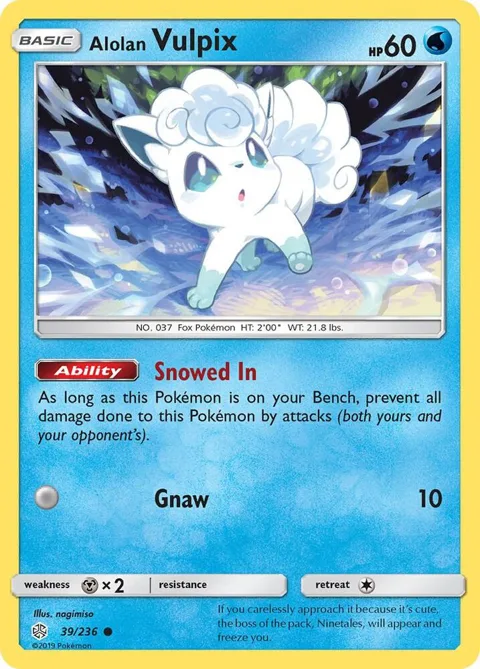 Alolan Vulpix #39/236 Reverse Holofoil Pokémon card from SM - Cosmic Eclipse