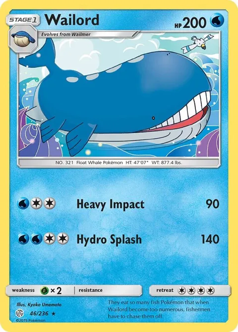 Wailord #46/236 Pokémon card from SM - Cosmic Eclipse