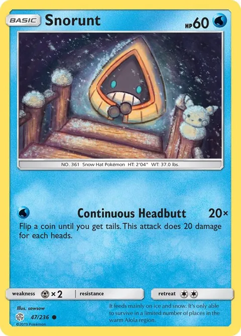 Snorunt #47/236 Reverse Holofoil Pokémon card from SM - Cosmic Eclipse