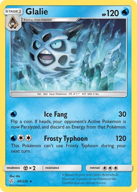 Glalie #48/236 Reverse Holofoil Pokémon card from SM - Cosmic Eclipse