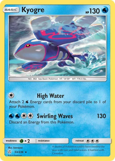 Kyogre #53/236 Reverse Holofoil Pokémon card from SM - Cosmic Eclipse