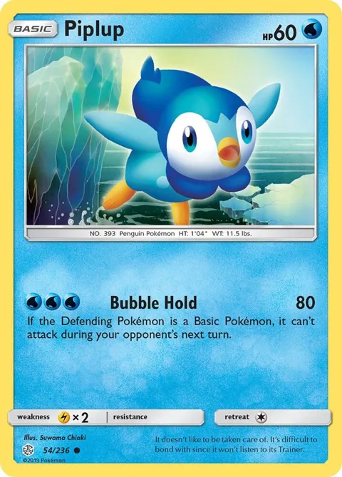 Piplup #54/236 Pokémon card from SM - Cosmic Eclipse