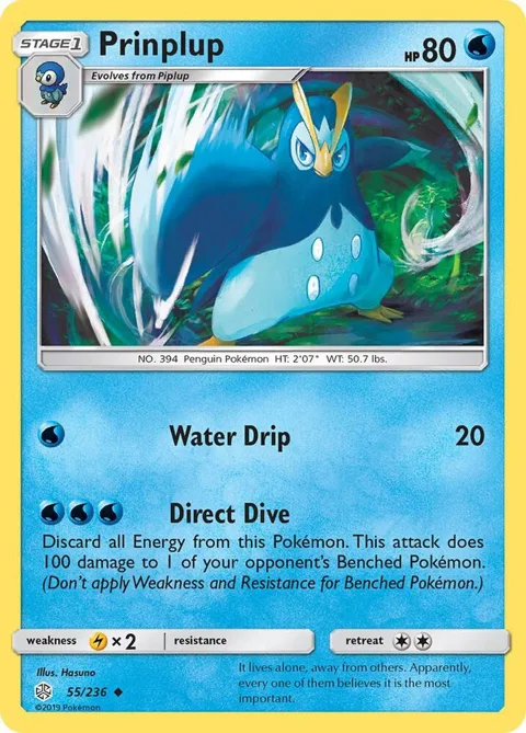 Prinplup #55/236 Pokémon card from SM - Cosmic Eclipse