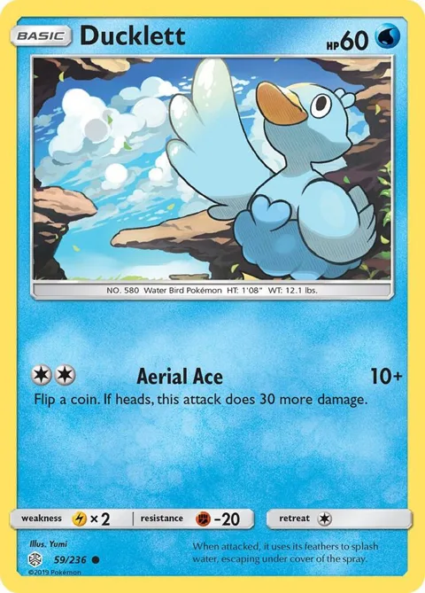Ducklett #59/236 Reverse Holofoil Pokémon card from SM - Cosmic Eclipse
