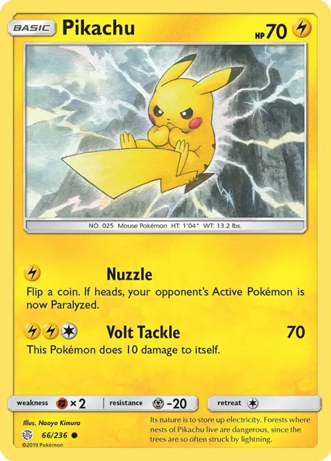 Pikachu #66/236 Pokémon card from SM - Cosmic Eclipse