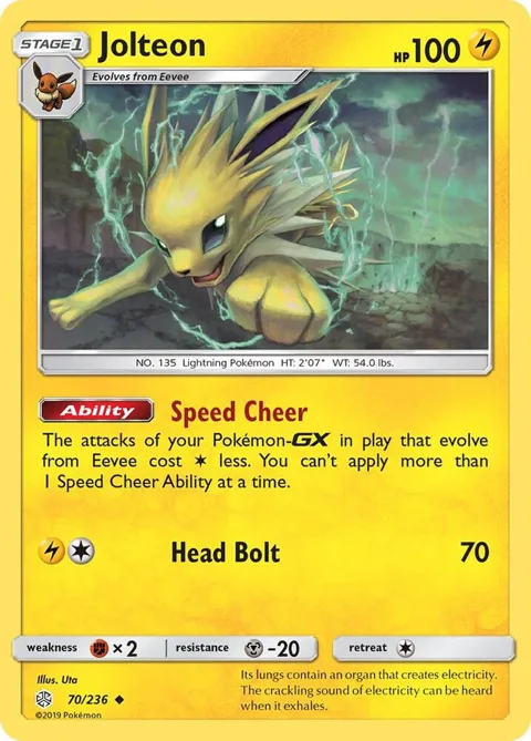 Jolteon #70/236 Pokémon card from SM - Cosmic Eclipse