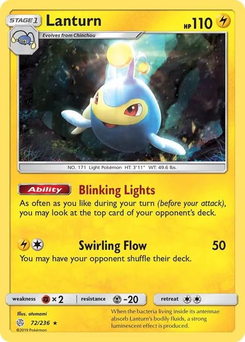 Lanturn #72/236 Reverse Holofoil Pokémon card from SM - Cosmic Eclipse
