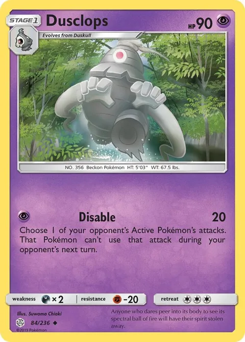 Dusclops #84/236 Pokémon card from SM - Cosmic Eclipse