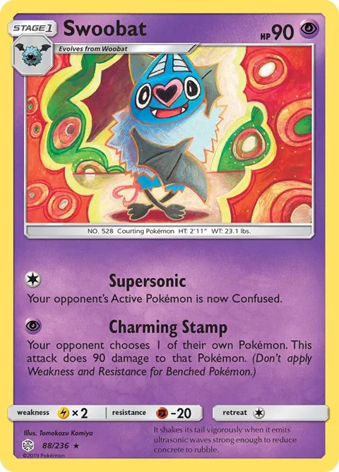 Swoobat #88/236 Pokémon card from SM - Cosmic Eclipse