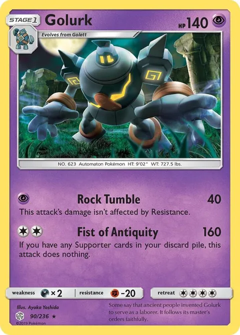 Golurk #90/236 Pokémon card from SM - Cosmic Eclipse