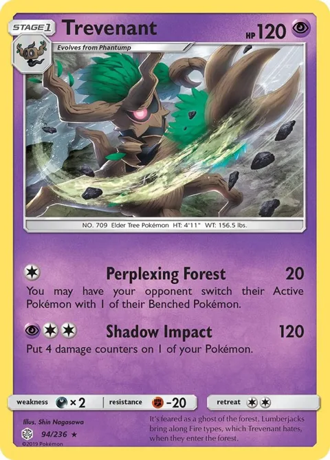 Trevenant #94/236 Reverse Holofoil Pokémon card from SM - Cosmic Eclipse