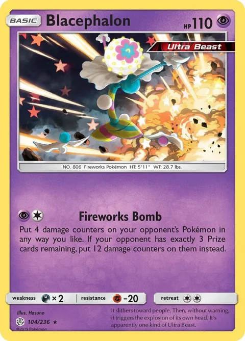 Blacephalon #104/236 Reverse Holofoil Pokémon card from SM - Cosmic Eclipse