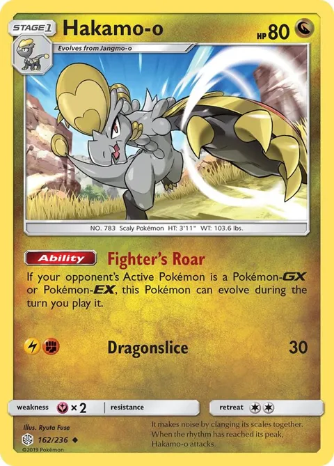 Hakamo-o #162/236 Pokémon card from SM - Cosmic Eclipse