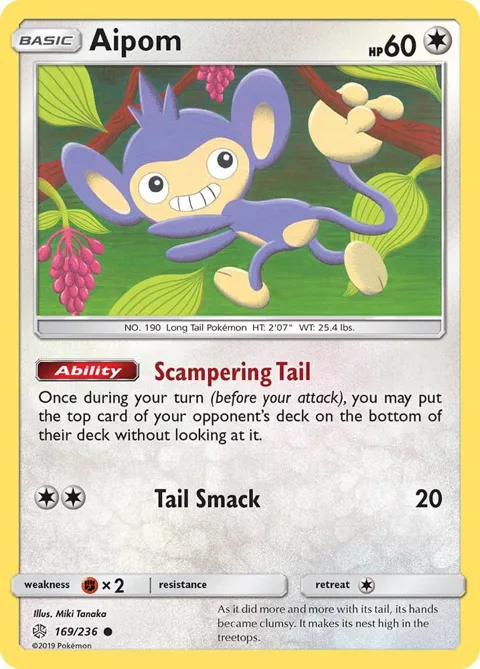 Aipom #169/236 Pokémon card from SM - Cosmic Eclipse
