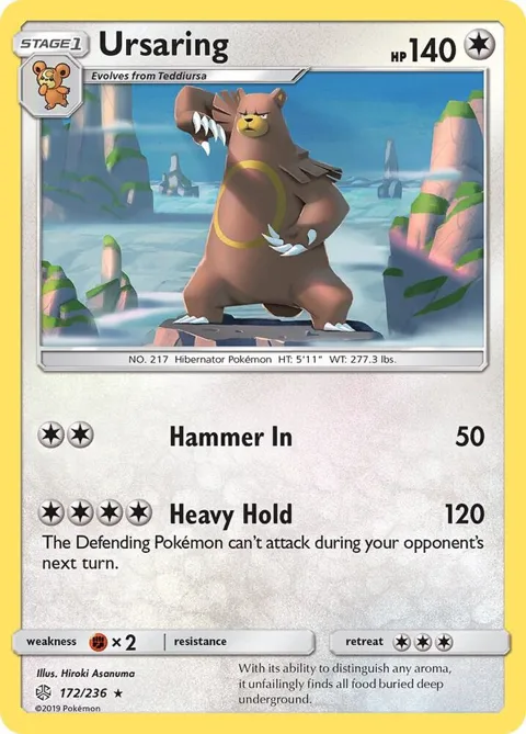 Ursaring #172/236 Reverse Holofoil Pokémon card from SM - Cosmic Eclipse