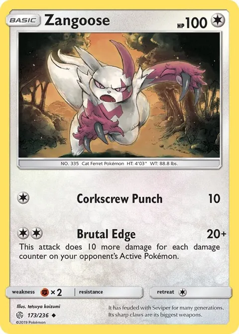 Zangoose #173/236 Pokémon card from SM - Cosmic Eclipse
