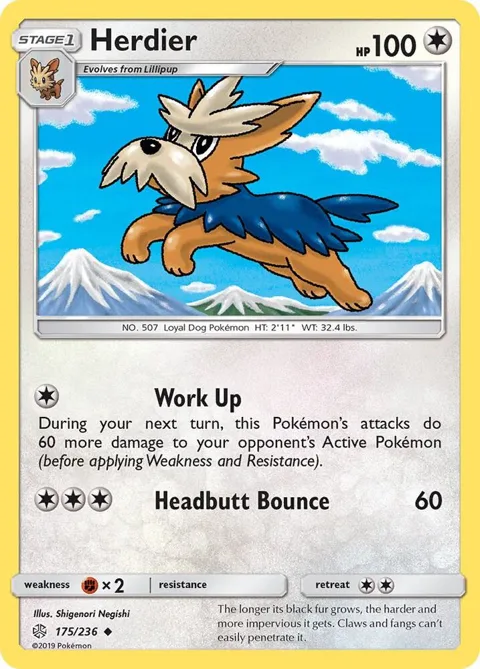 Herdier #175/236 Pokémon card from SM - Cosmic Eclipse