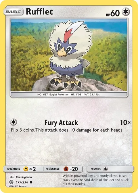 Rufflet #177/236 Pokémon card from SM - Cosmic Eclipse