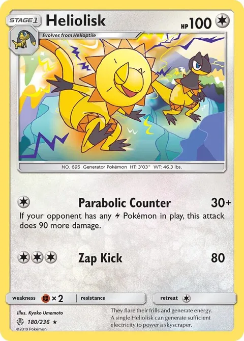 Heliolisk #180/236 Pokémon card from SM - Cosmic Eclipse