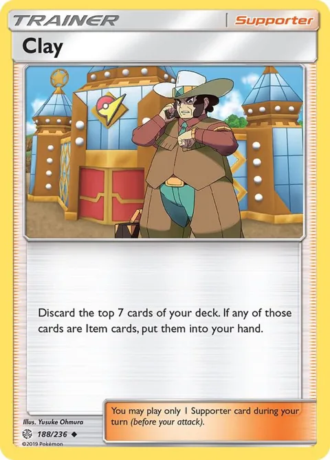 Clay #188/236 Pokémon card from SM - Cosmic Eclipse