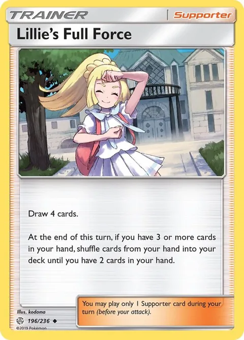 Lillie's Full Force #196/236 Reverse Holofoil Pokémon card from SM - Cosmic Eclipse