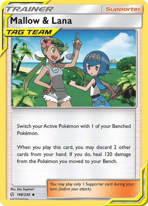Mallow & Lana #198/236 Pokémon card from SM - Cosmic Eclipse