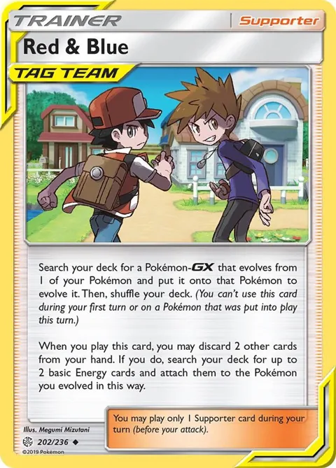 Red & Blue #202/236 Reverse Holofoil Pokémon card from SM - Cosmic Eclipse
