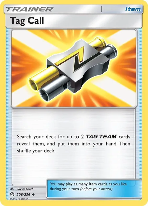 Tag Call #206/236 Pokémon card from SM - Cosmic Eclipse
