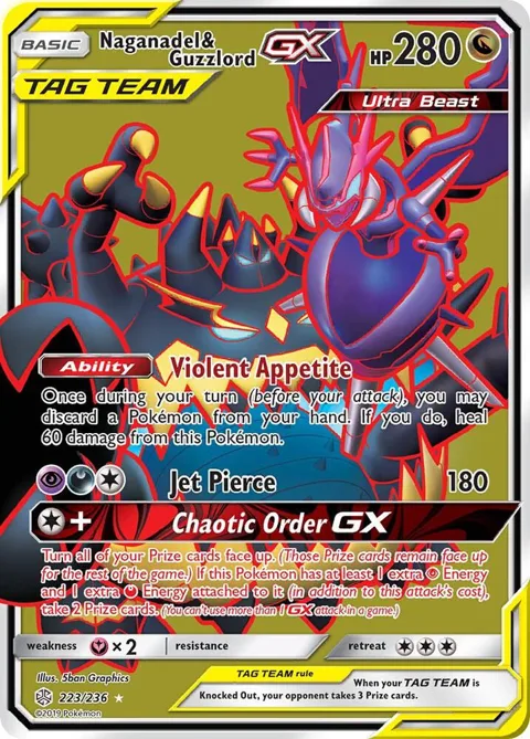 Naganadel & Guzzlord GX Full Art #223/236 Holofoil Pokémon card from SM - Cosmic Eclipse