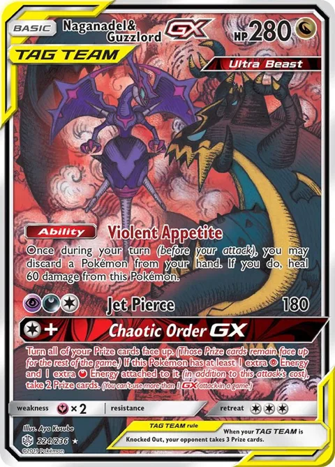 Naganadel & Guzzlord GX Alt Art #224/236 Holofoil Pokémon card from SM - Cosmic Eclipse