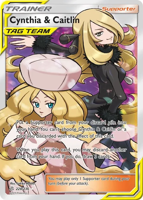 Cynthia & Caitlin Full Art #228/236 Holofoil Pokémon card from SM - Cosmic Eclipse