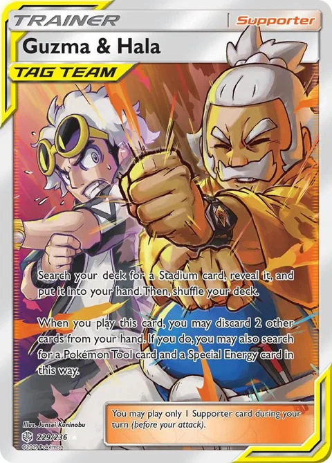 Guzma & Hala Full Art #229/236 Holofoil Pokémon card from SM - Cosmic Eclipse