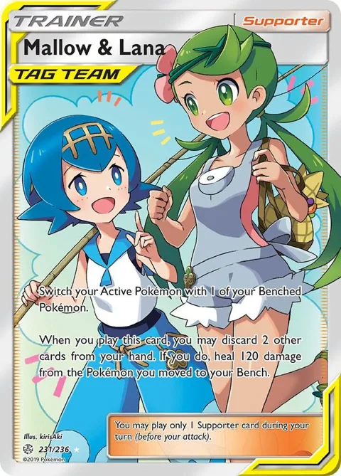 Mallow & Lana Full Art #231/236 Holofoil Pokémon card from SM - Cosmic Eclipse