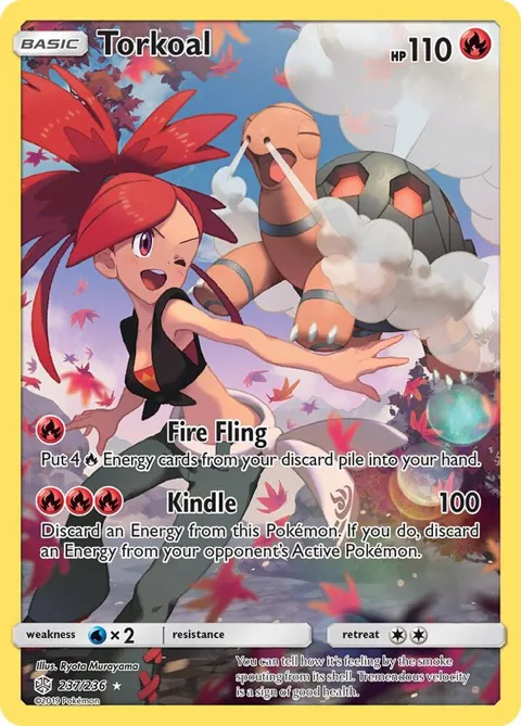 Torkoal Secret Rare #237/236 Holofoil Pokémon card from SM - Cosmic Eclipse