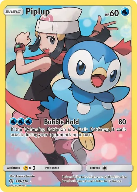 Piplup Secret Rare #239/236 Holofoil Pokémon card from SM - Cosmic Eclipse