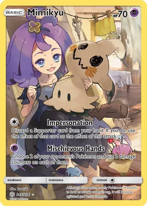 Mimikyu Secret Rare #245/236 Holofoil Pokémon card from SM - Cosmic Eclipse