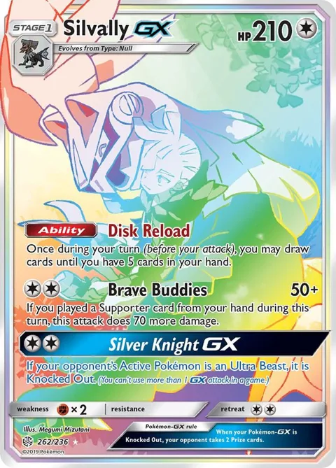 Silvally GX Secret Rare #262/236 Holofoil Pokémon card from SM - Cosmic Eclipse
