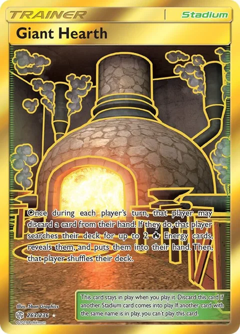 Giant Hearth Secret Rare #263/236 Holofoil Pokémon card from SM - Cosmic Eclipse