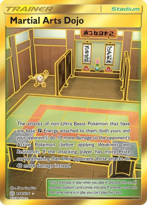 Martial Arts Dojo Secret Rare #268/236 Holofoil Pokémon card from SM - Cosmic Eclipse