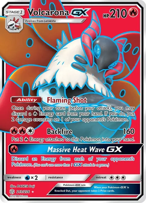 Volcarona GX Full Art #213/236 Holofoil Pokémon card from SM - Cosmic Eclipse