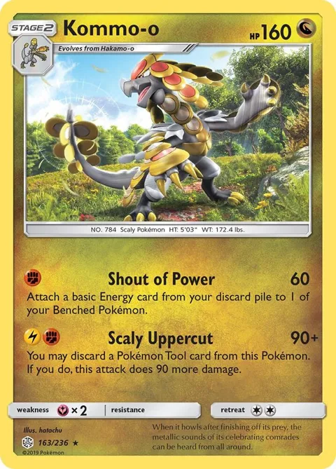 Kommo-o #163/236 Holofoil Pokémon card from SM - Cosmic Eclipse